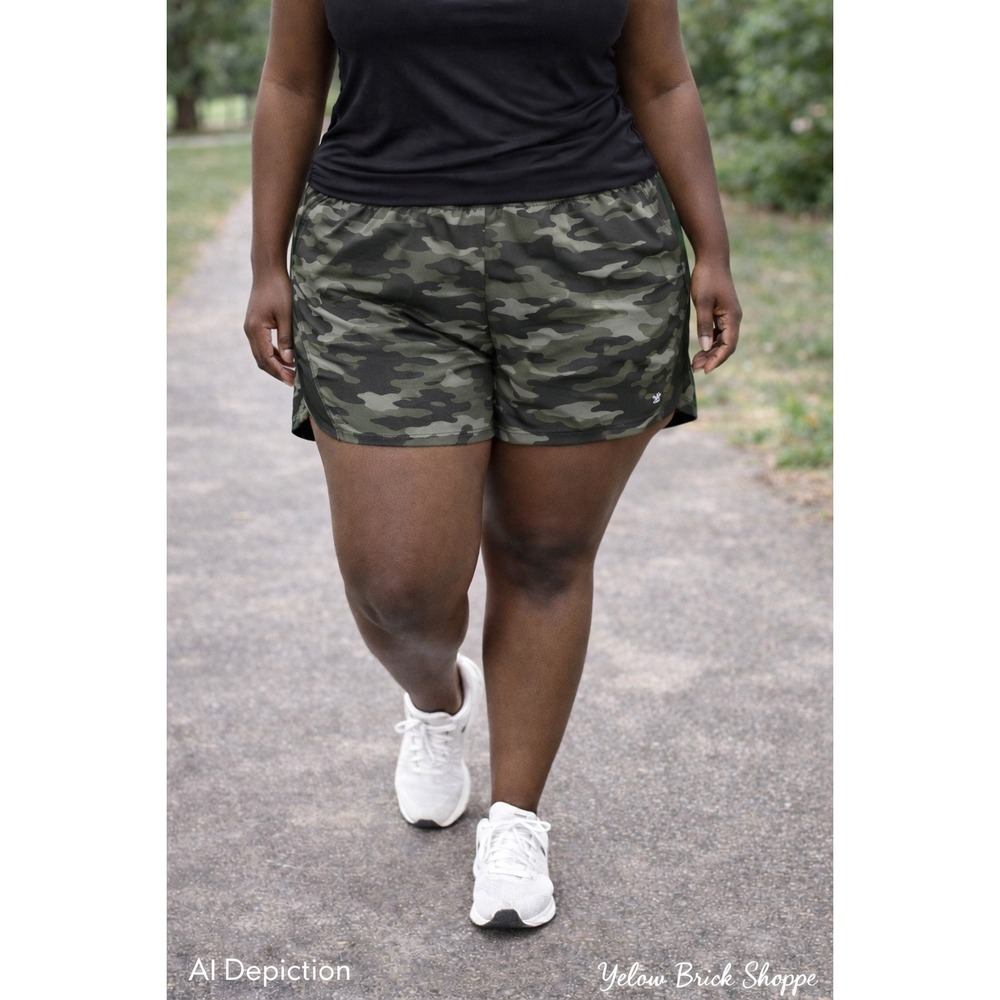 Athleta Printed‎ Mesh Racer Run Shorts 4" Women's 3X Camo Nwt